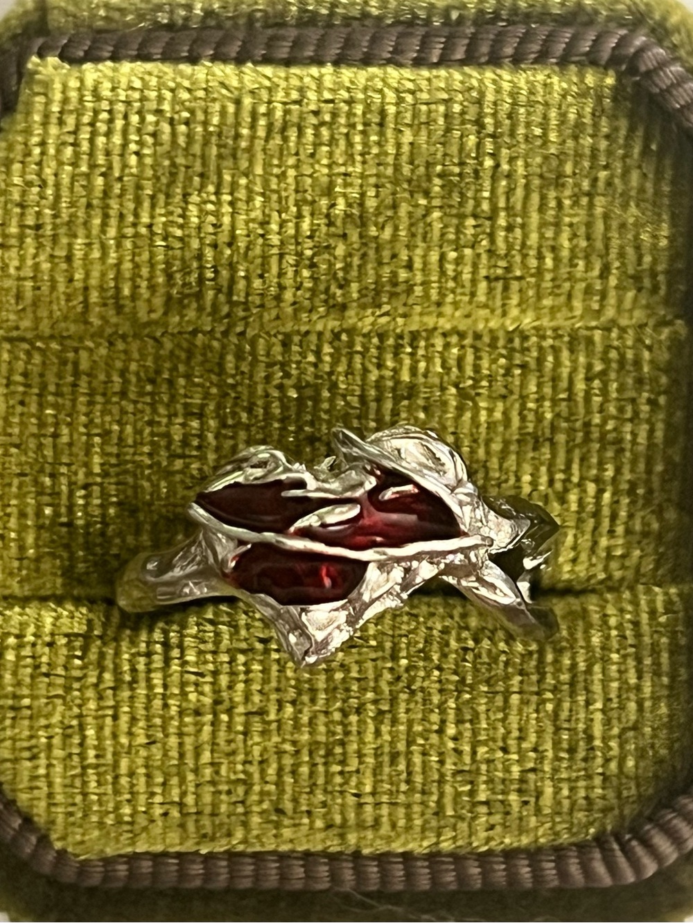 Gothic/Punk Red Heart Entangled Silver Branches Statement Open Ring Size 8
